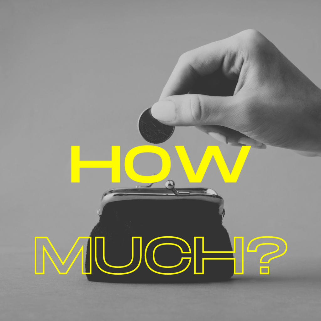 What are the prices?
An image of a hand putting a coin in a purse.  